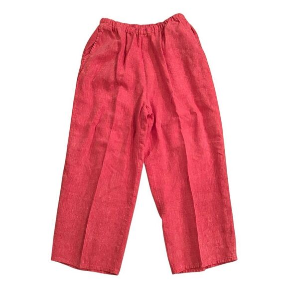 FLAX Jeanne Engelhart Women’s Linen Three Piece Coral Pink Rose Print Set - Picture 11 of 16